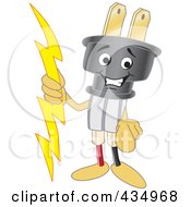 Poster, Art Print Of Electric Plug Mascot Pointing Outwards