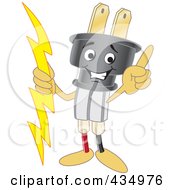 Electric Plug Mascot Pointing Upwards