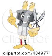 Electric Plug Mascot Holding Scissors