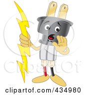 Royalty Free RF Clipart Illustration Of An Electric Plug Mascot Whispering by Mascot Junction