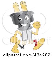 Poster, Art Print Of Electric Plug Mascot Running