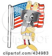 Poster, Art Print Of Electric Plug Mascot With An American Flag