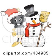 Poster, Art Print Of Electric Plug Mascot With A Snowman