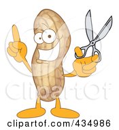 Peanut Mascot Holding Scissors