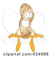 Peanut Mascot Sitting On A Blank Sign