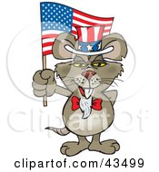 Clipart Illustration Of A Patriotic Uncle Sam Rat Waving An American Flag On Independence Day by Dennis Holmes Designs