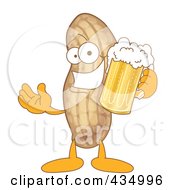 Peanut Mascot Holding Beer