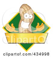 Peanut Mascot Logo With A Green Diamond And Gold Banner