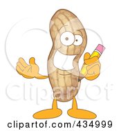 Royalty Free RF Clipart Illustration Of A Peanut Mascot Holding A Pencil