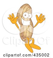 Royalty Free RF Clipart Illustration Of A Peanut Mascot Jumping by Mascot Junction