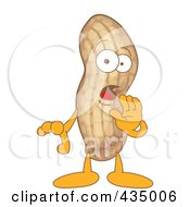 Royalty Free RF Clipart Illustration Of A Peanut Mascot Whispering by Mascot Junction