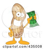 Peanut Mascot Holding Cash
