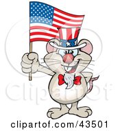 Clipart Illustration Of A Patriotic Uncle Sam Mouse Waving An American Flag On Independence Day