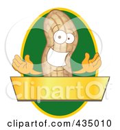Peanut Mascot Logo With A Green Oval And Gold Banner