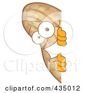 Royalty Free RF Clipart Illustration Of A Peanut Mascot Looking Around A Blank Sign