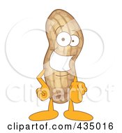 Royalty Free RF Clipart Illustration Of A Peanut Mascot Pointing Outwards