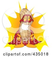 Royalty Free RF Clipart Illustration Of A Peanut Mascot Super Hero by Mascot Junction