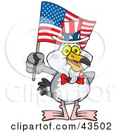 Patriotic Uncle Sam Seagull Waving An American Flag On Independence Day