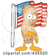Peanut Mascot With An American Flag