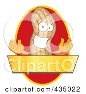 Peanut Mascot Logo With A Red Oval And Gold Banner