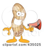 Royalty Free RF Clipart Illustration Of A Peanut Mascot Holding A Megaphone by Mascot Junction