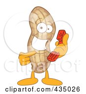 Peanut Mascot Holding A Phone