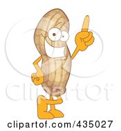 Royalty Free RF Clipart Illustration Of A Peanut Mascot Pointing Upwards by Mascot Junction