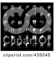 Digital Collage Of Internet Media Application Icons With Reflections On Black