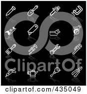 Royalty Free RF Clipart Illustration Of A Digital Collage Of White Tool Application Icons With Reflections 1