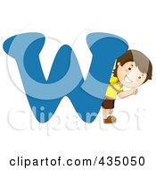Poster, Art Print Of Kid Letter W With A Little Boy