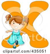 Poster, Art Print Of Kid Letter X With A Little Girl