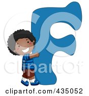 Poster, Art Print Of Kid Letter F With A Little Boy