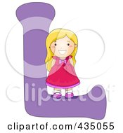 Poster, Art Print Of Kid Letter L With A Little Girl