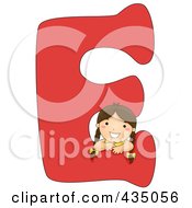 Poster, Art Print Of Kid Letter E With A Little Girl