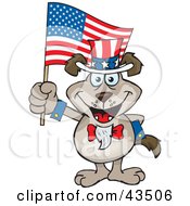 Poster, Art Print Of Patriotic Uncle Sam Canine Waving An American Flag On Independence Day