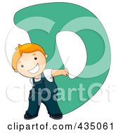 Poster, Art Print Of Kid Letter D With A Little Boy