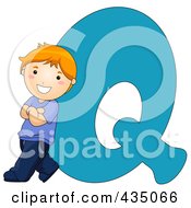 Poster, Art Print Of Kid Letter Q With A Little Boy
