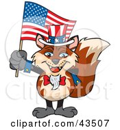 Poster, Art Print Of Patriotic Uncle Sam Fox Waving An American Flag On Independence Day