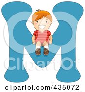 Poster, Art Print Of Kid Letter M With A Little Boy