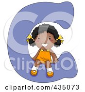 Poster, Art Print Of Kid Letter C With A Little Girl
