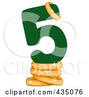 Poster, Art Print Of Green Number Five With Golden Rings