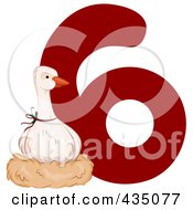 Poster, Art Print Of Goose A Laying By A Red Number Six