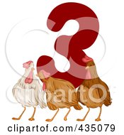 Poster, Art Print Of Three French Hens With A Red Number Three
