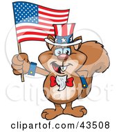 Poster, Art Print Of Patriotic Uncle Sam Squirrel Waving An American Flag On Independence Day