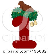 Poster, Art Print Of Partridge In A Pear Tree On A Red Number One