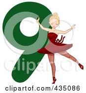 Poster, Art Print Of Lady Dancing By A Green Number Nine