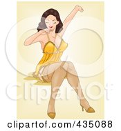 Poster, Art Print Of Retro Pinup Woman Sitting On A Bed