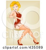Royalty Free RF Clipart Illustration Of A Retro Pinup Woman In Red Lingerie by BNP Design Studio