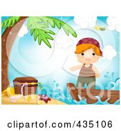 Poster, Art Print Of Pirate Boy Pointing To Treasure On An Island