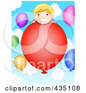 Birthday Boy On A Floating Balloon In The Sky